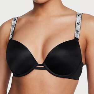 VICTORIA SECRET VERY SEXY
SHINE STRAP PUSH-UP BLACK 34B W/ PANTY M NWT in packag